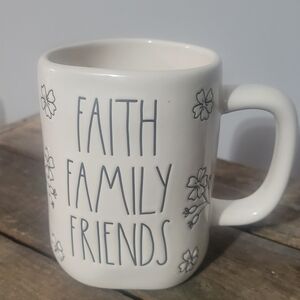Rae Dunn White Mug with Black Text - Faith Family Friends- Never Used